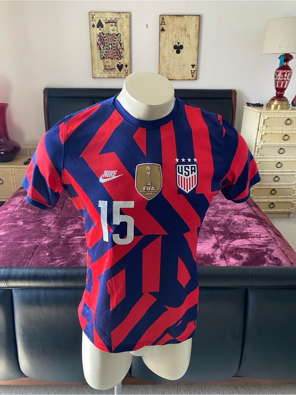 Nike USWNT 2023 Away Jersey Megan Rapinoe #15 Women’s 4-Star World Champions Pat